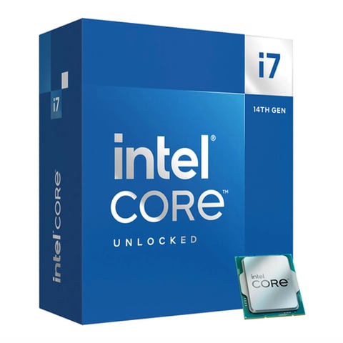 Intel Core i7 14th Gen unlocked processor box with chip