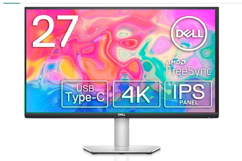 Dell 27-inch 4K monitor with USB Type-C, FreeSync, and IPS panel display featuring colorful gradient wallpaper