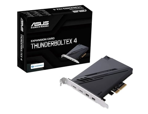 ASUS Thunderboltex 4 expansion card with packaging box displayed against white background