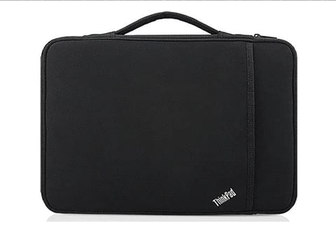 Black ThinkPad laptop sleeve with carry handle and side pocket
